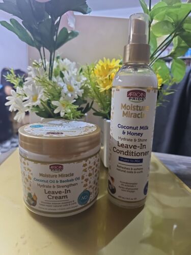 African Pride Moisture Miracle Leave-in Cream 15oz and Leave-in Conditioner