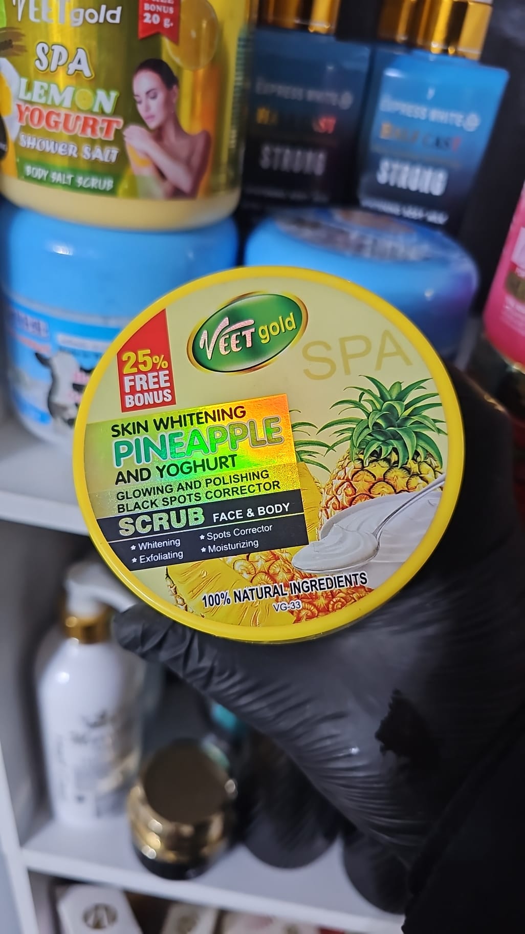 Veet gold skin whitening pineapple & yoghurt face & body scrub