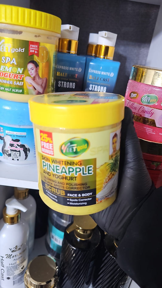 Veet gold skin whitening pineapple & yoghurt face & body scrub