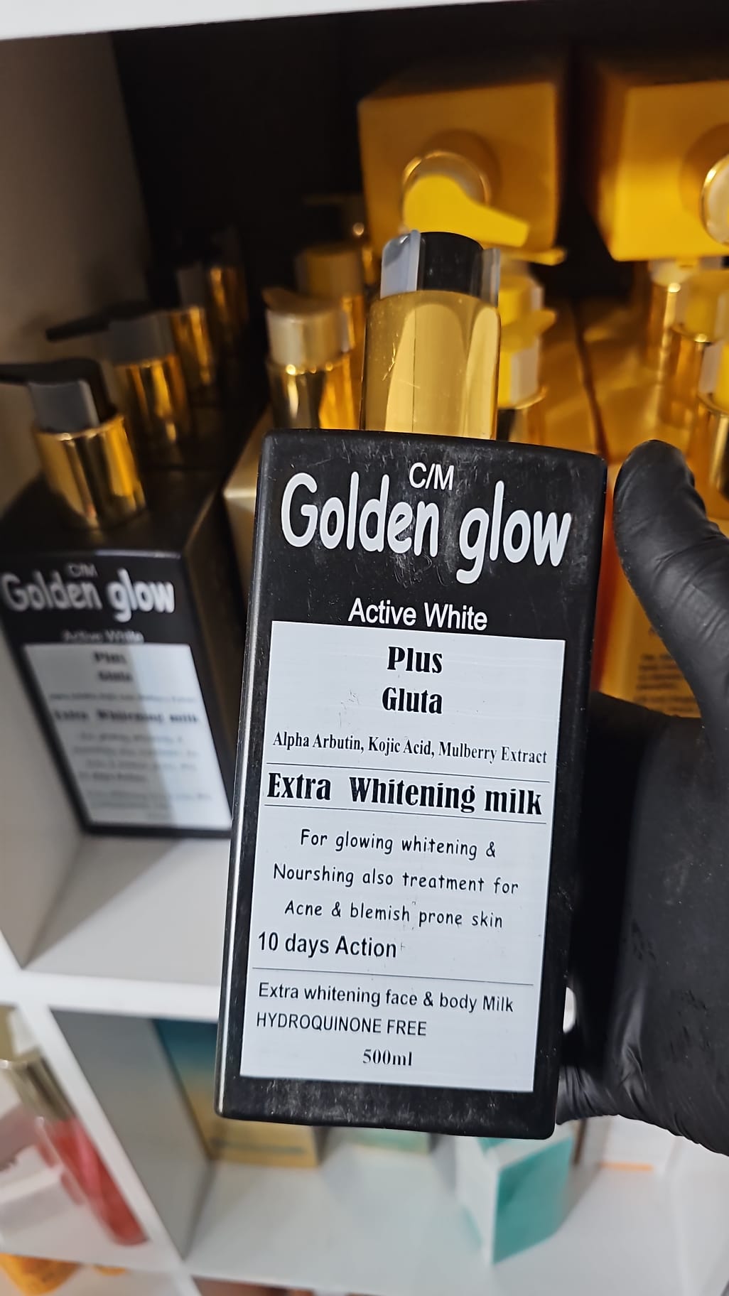 C/M golden glow active white plus gluta extra whitening milk 500ml
