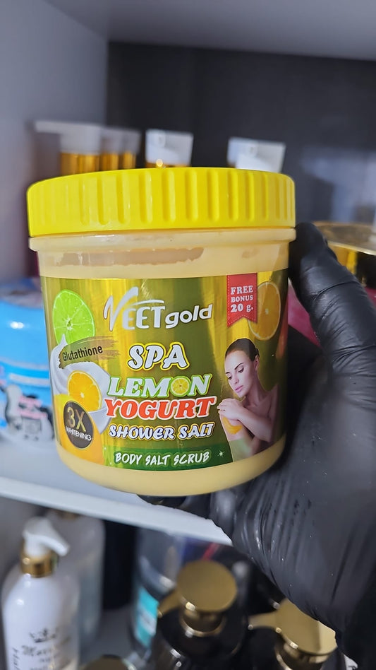 Veet gold spa lemon yoghurt 3 in 1 body salt scrub 720g
