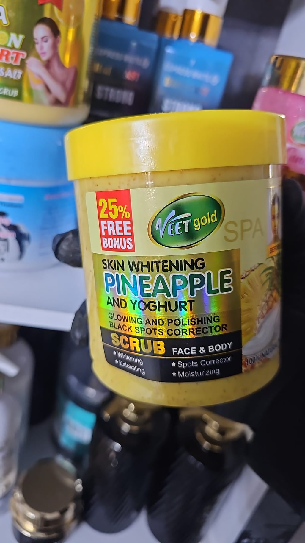 Veet gold skin whitening pineapple & yoghurt face & body scrub