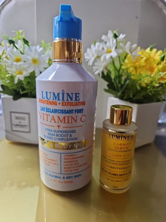 Lumine vitamin c face & body milk with lumine carrot serum
