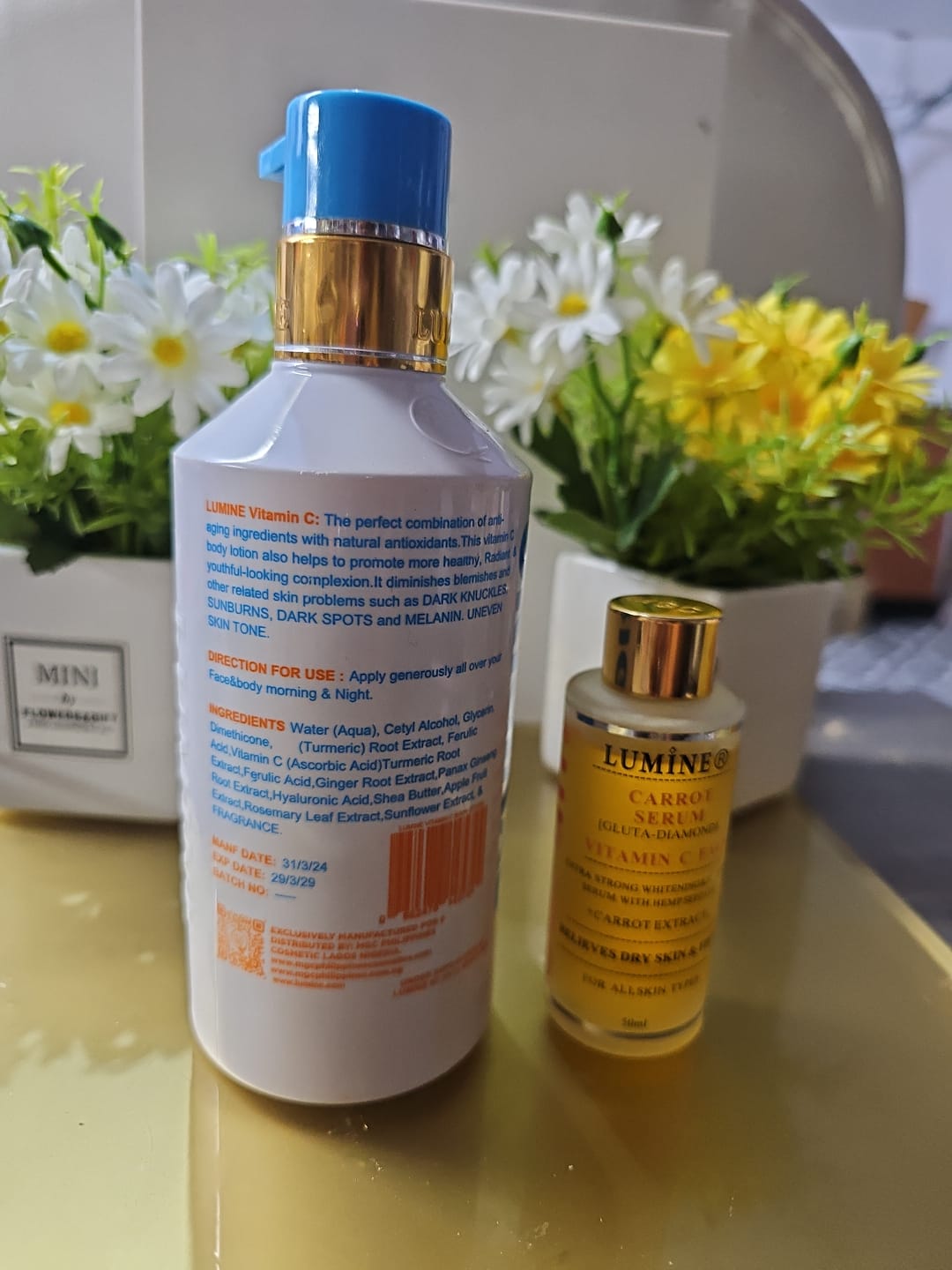 Lumine vitamin c face & body milk with lumine carrot serum