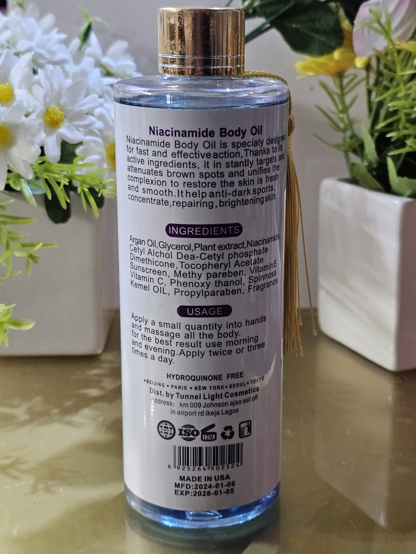 Morrocan argan niacinamide body oil 300ml