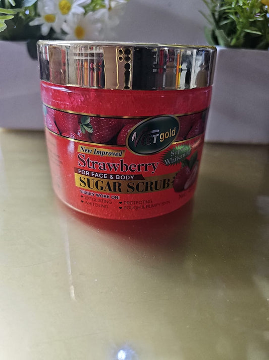 Veet gold strawberry face & body sugar scrub 450g