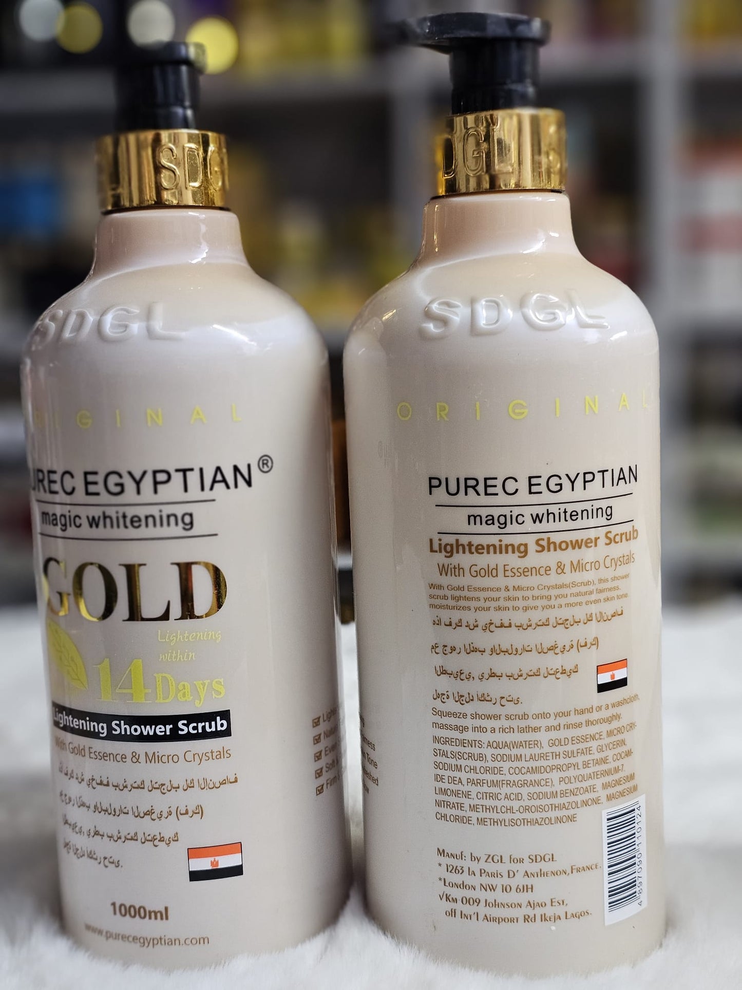 Purec egyptian gold magic whitening lightening shower scrub 1000ml x2
