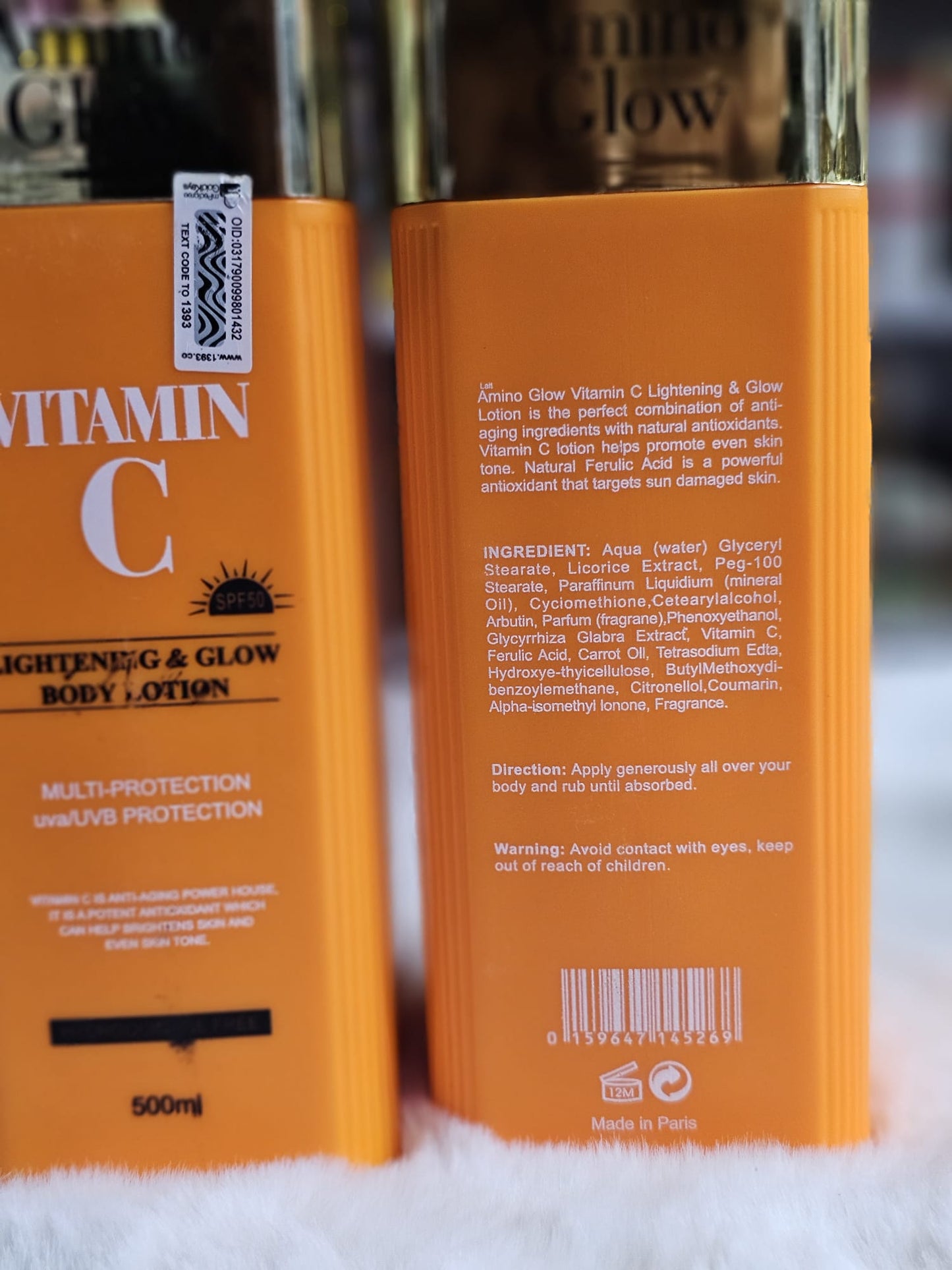 Lait amino glow lightening & glow body lotion 500ml x2