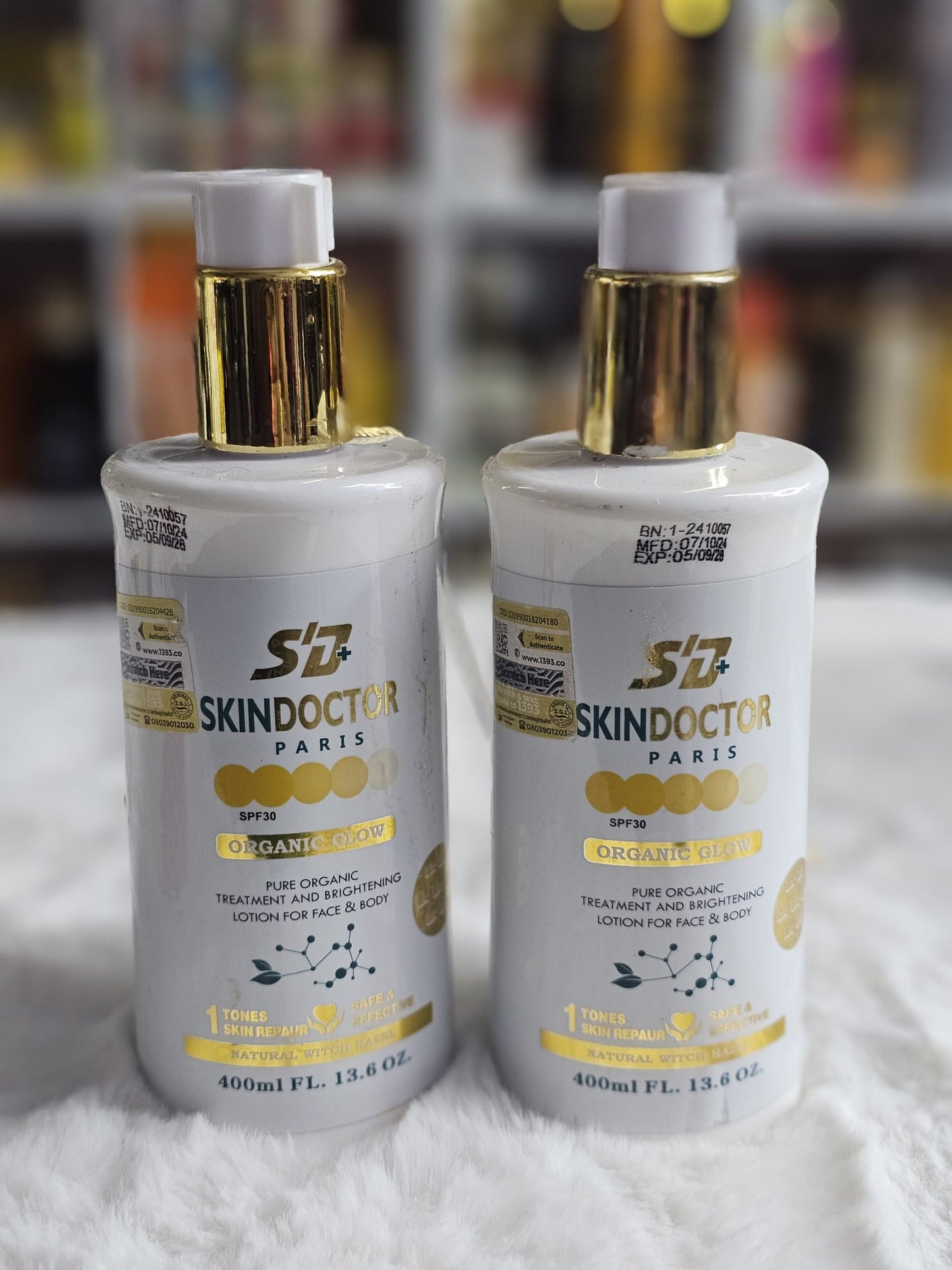 Skin doctor paris organic glow face & body lotion 400ml x2