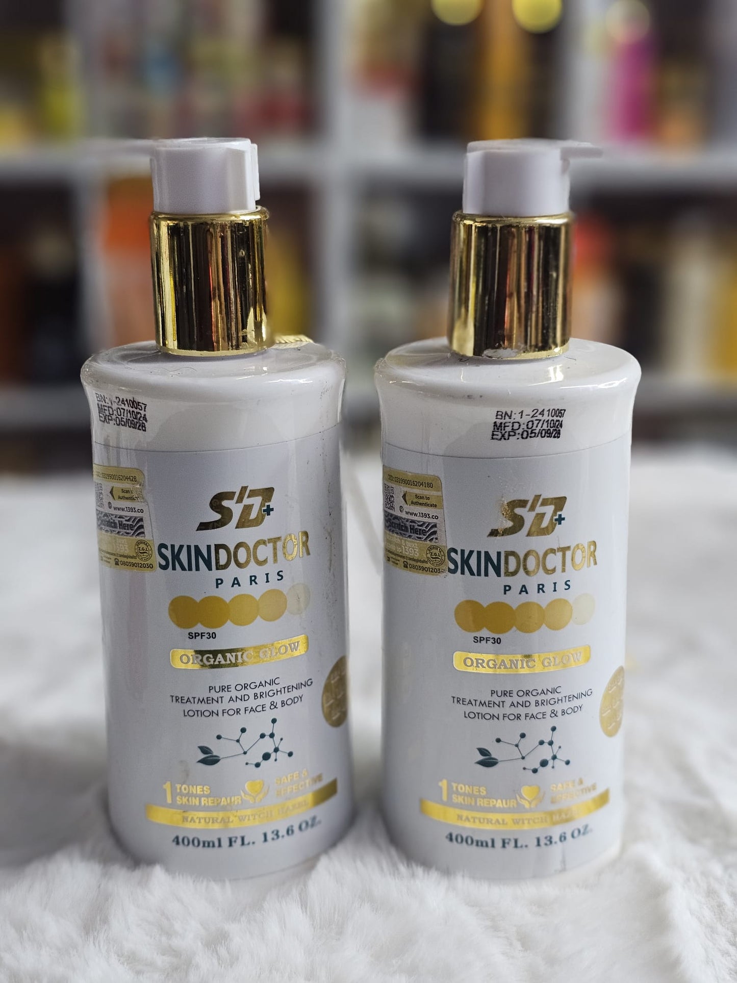 Skin doctor paris organic glow face & body lotion 400ml x2