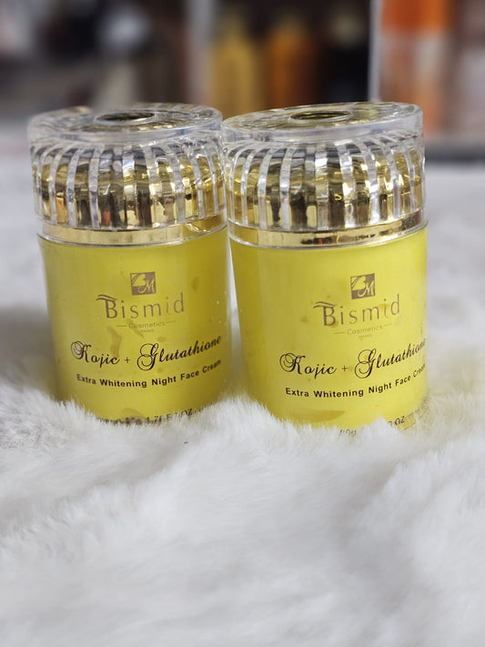Bismid kojic glutathione extra whitening night face cream 80g x2