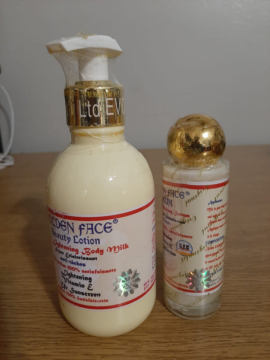 Golden face lightening body milk with serum