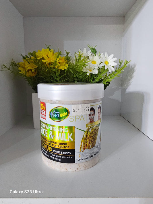 Veet gold rice & milk face & body scrub 500g