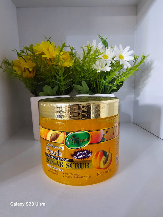Veet gold peach face & body sugar scrub 450g