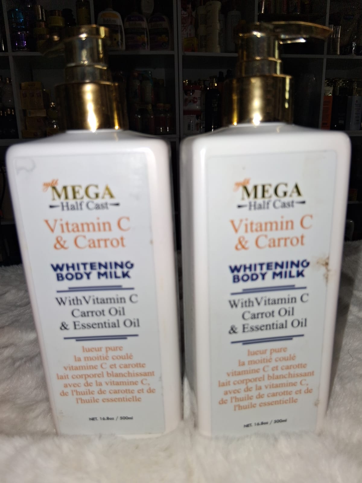 Mega half cast vitamin c & carrot whitening body milk 500ml x2