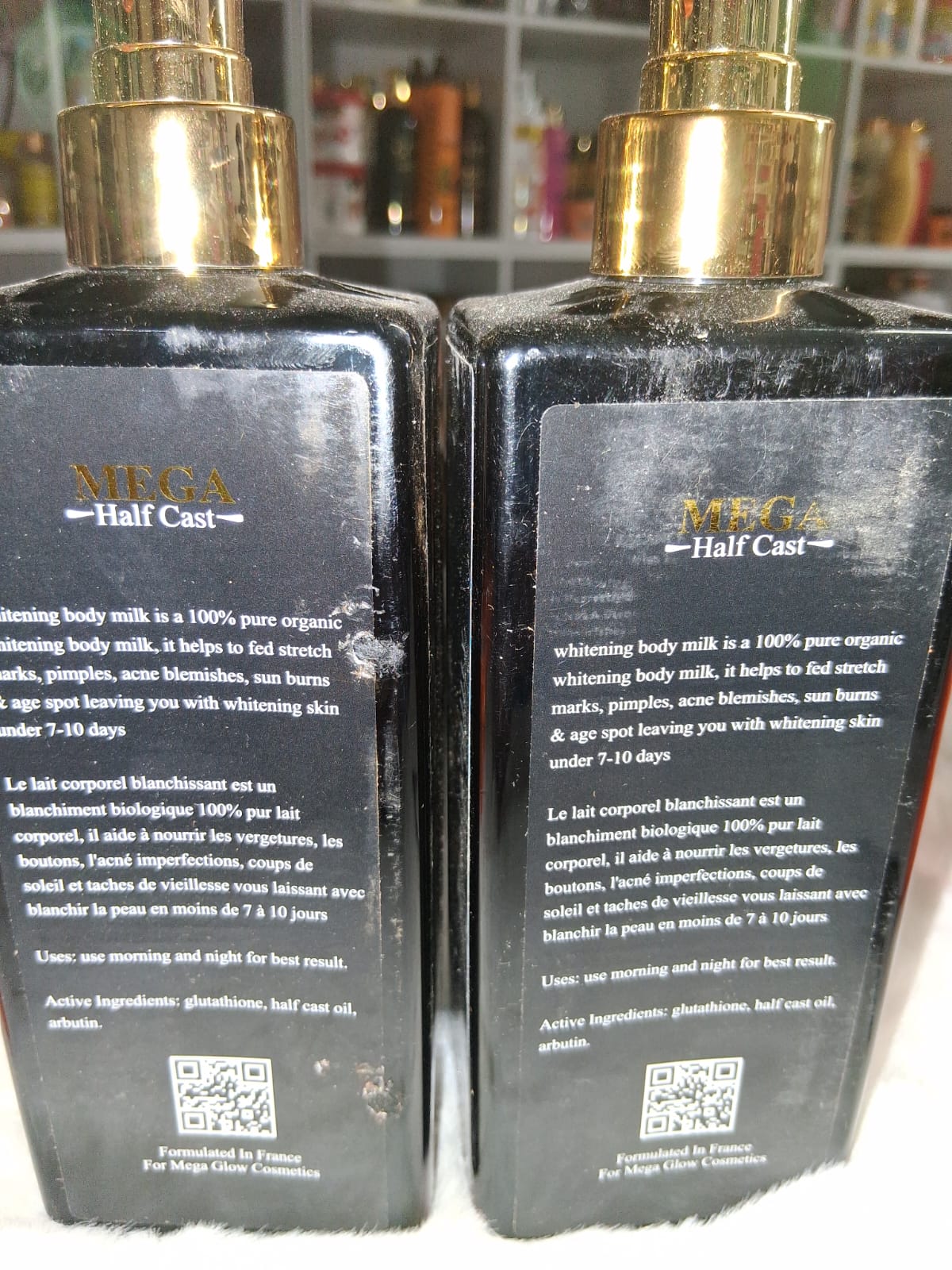 Mega half cast whitening body milk 500ml x2