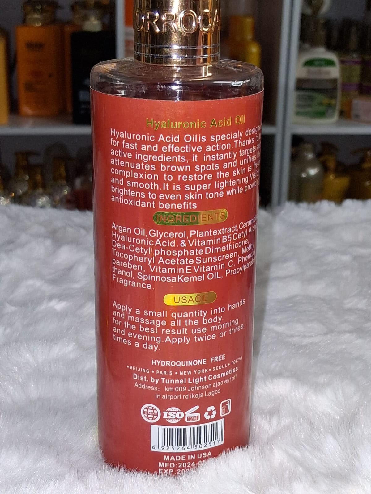 Morrocan argan hyaluronic acid body oil 300ml