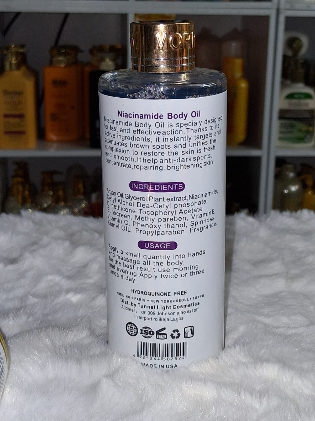 Morrocan argan niacinamide body oil 300ml