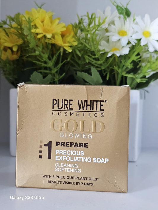Pure white gold exfoliating soap