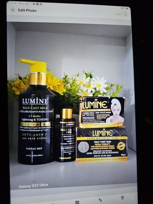 Lumine half cast lightening & toning milk with serum, soap
