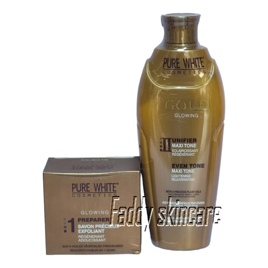 Pure white gold unifying body lotion with soap