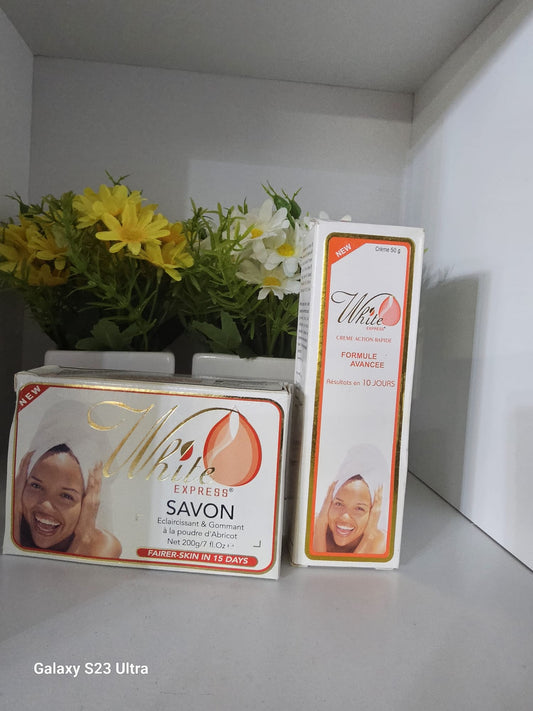 White express lightening & exfoliating soap with rapid action cream