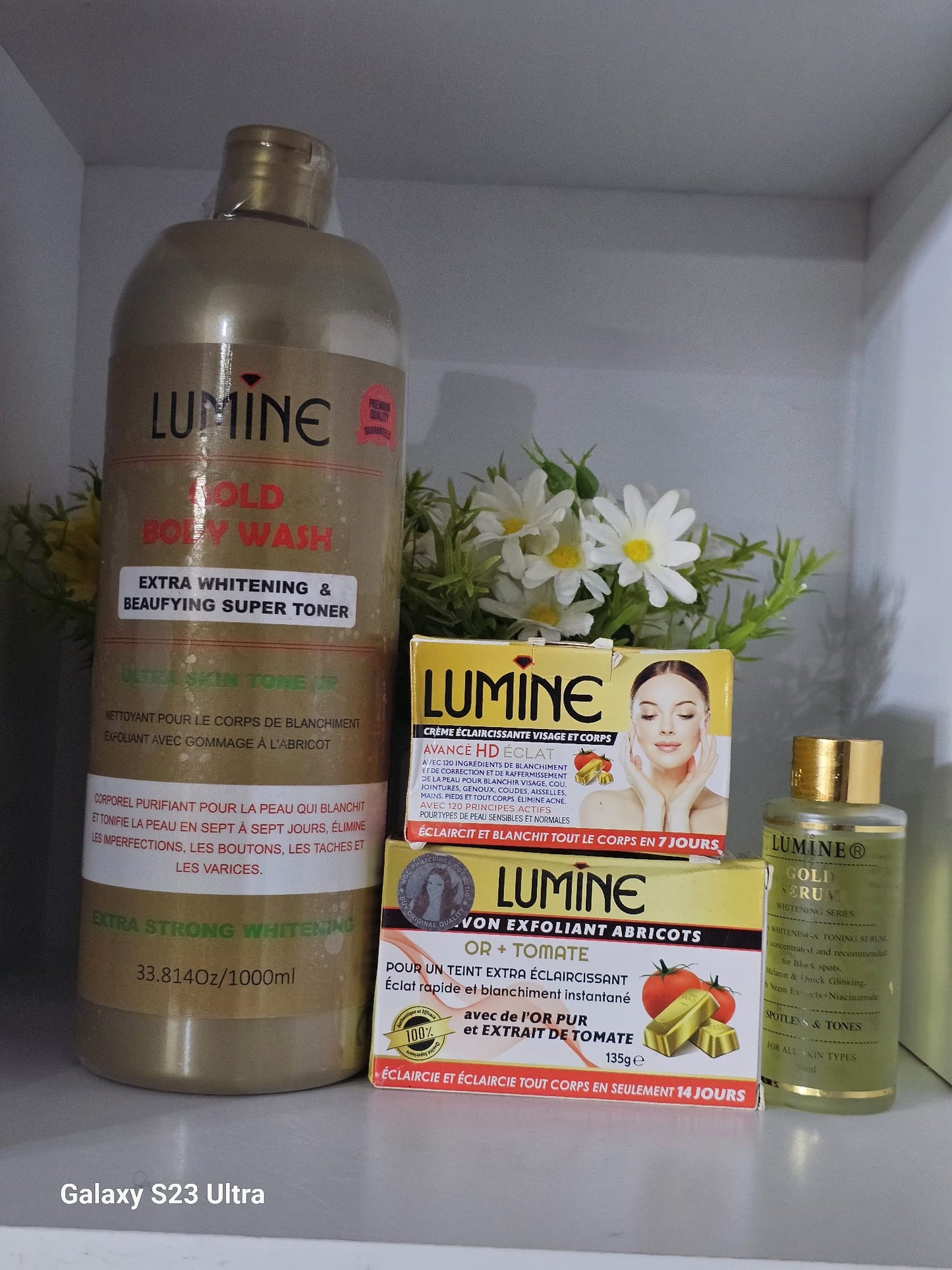 Lumine gold body wash with soap, face cream & serum