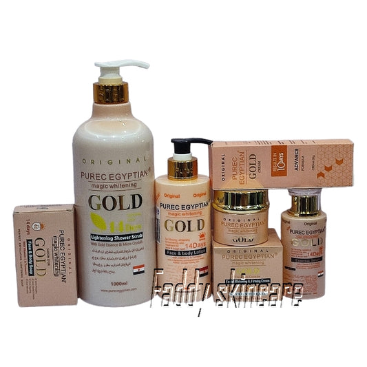 Purec egyptian magic whitening shower scrub, soap, lotion, cream, serum, face cream