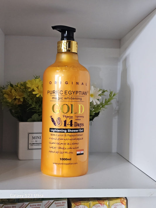 Purec egyptian magic whitening gold carrot & papaya extract lightening shower gel 1000ml