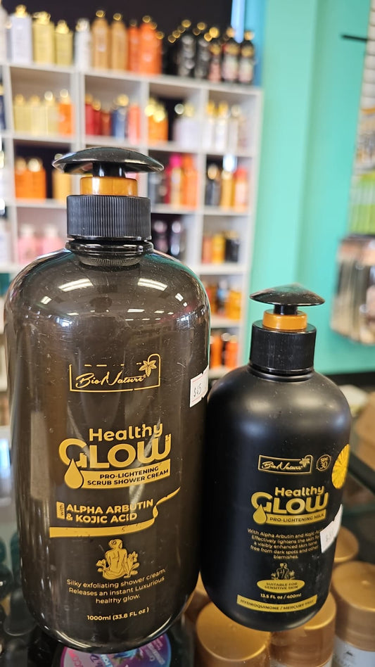 Healthy glow pro lightening shower cream 1000ml with body milk 500ml