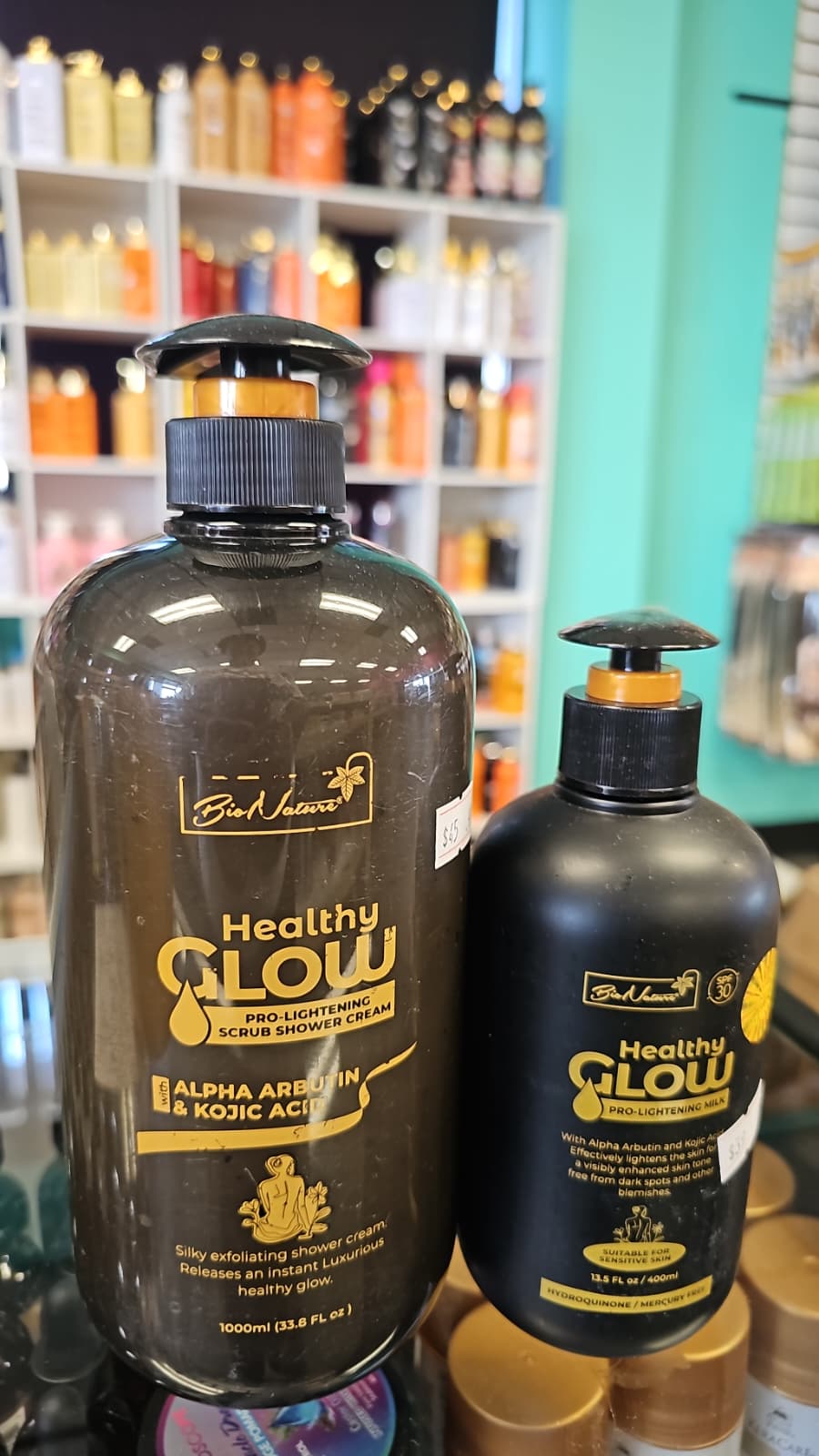 Healthy glow pro lightening shower cream 1000ml with body milk 500ml