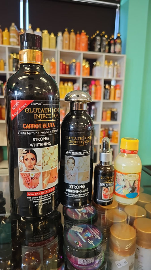 Glutathione injection carrot gluta shower milk, body milk, serum with skin free body milk