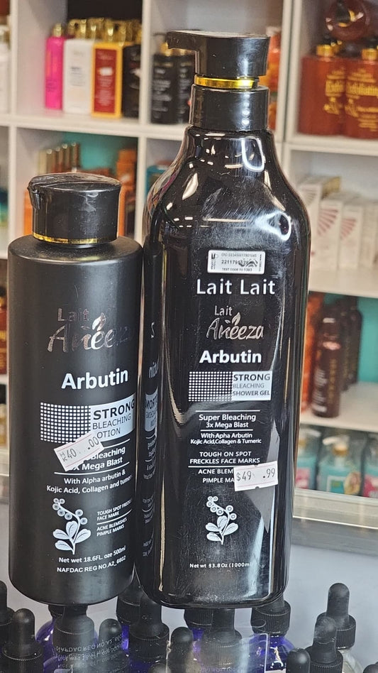 lait aneeza arbutin strong bleaching shower gel 1000ml with body lotion 500ml