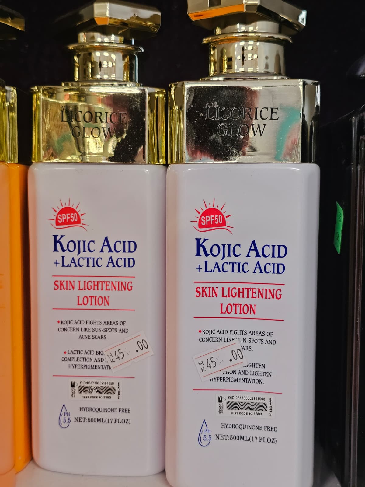 Kojic acid + lactic acid skin lightening lotion 500ml