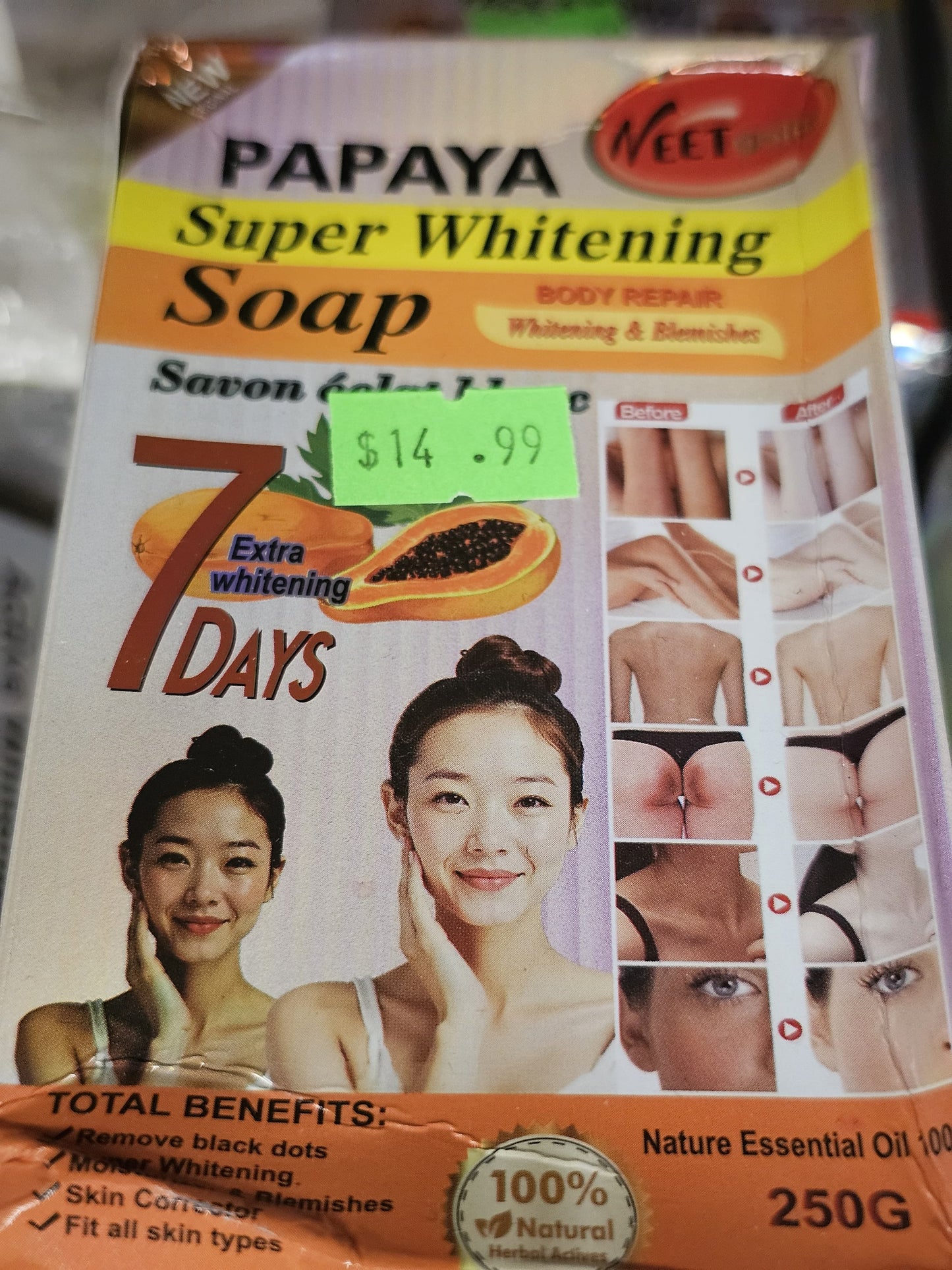 Veet gold papaya super whitening soap 250g x2