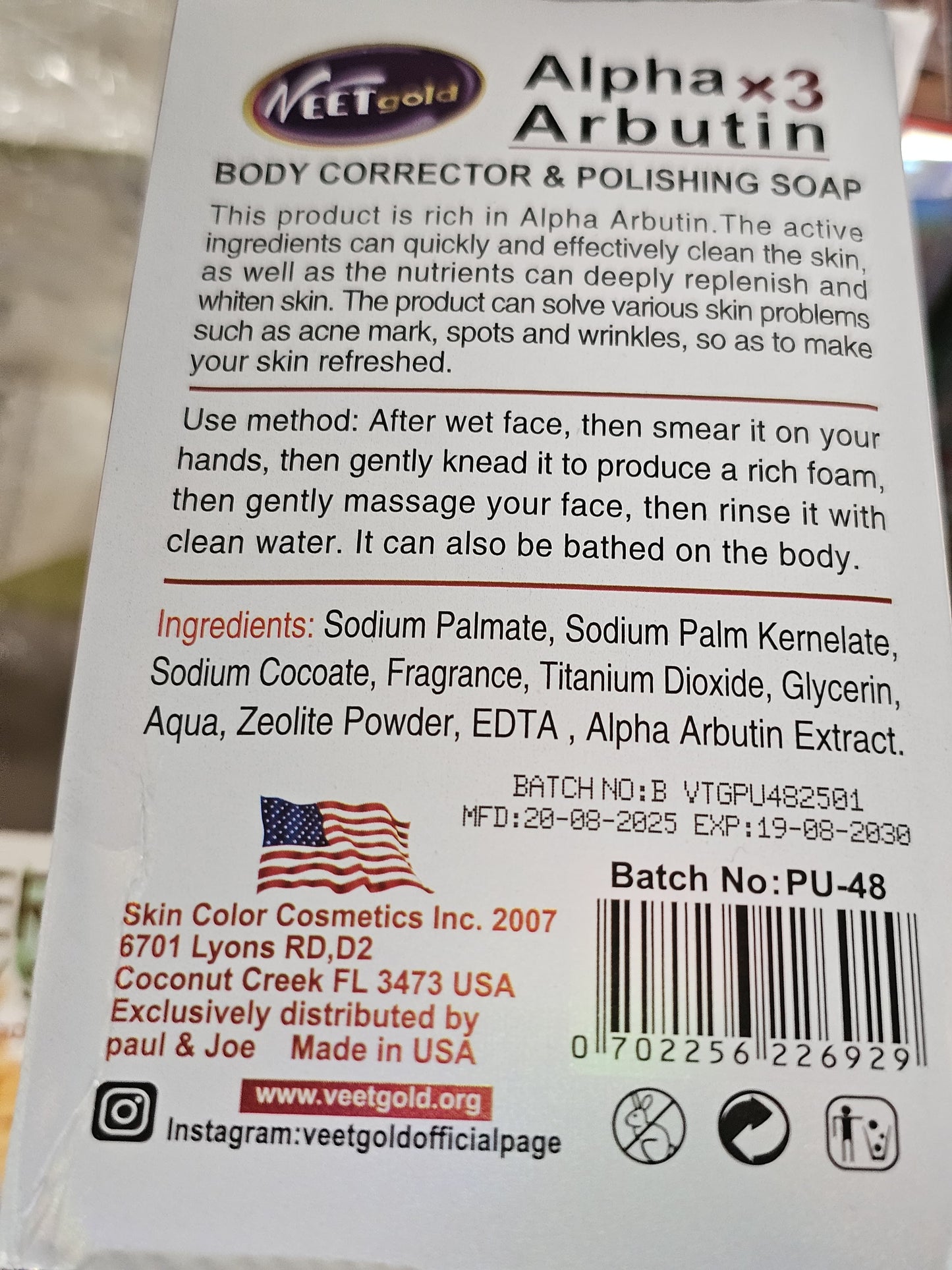 Veet gold alpha arbutin x3 body corrector & polishing soap 250g x2