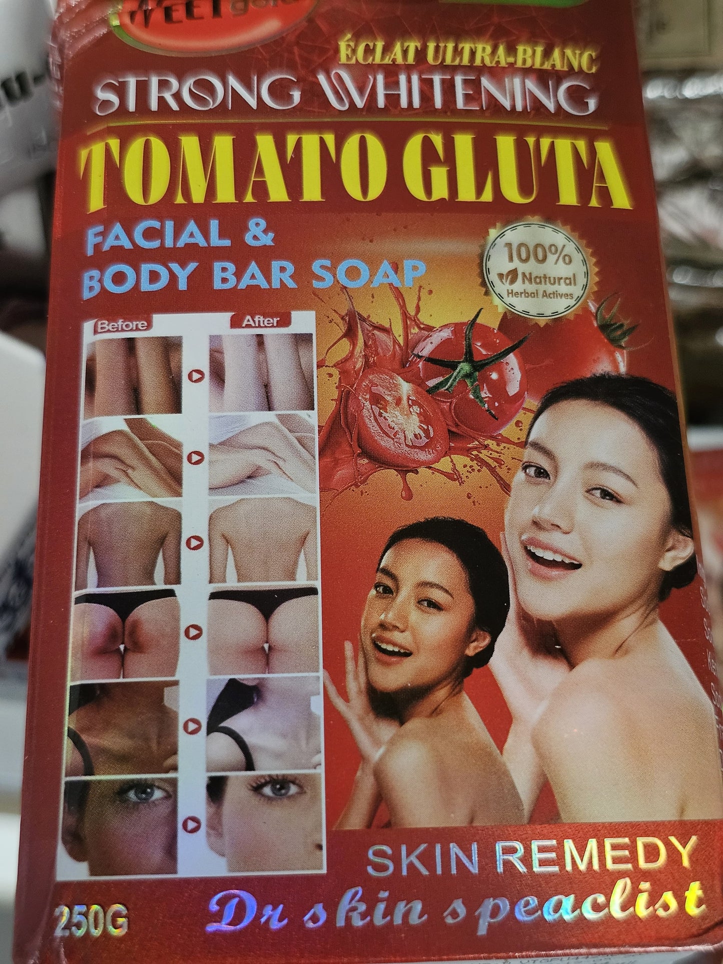 Veet gold tomato gluta facial & body bar soap 250g x2