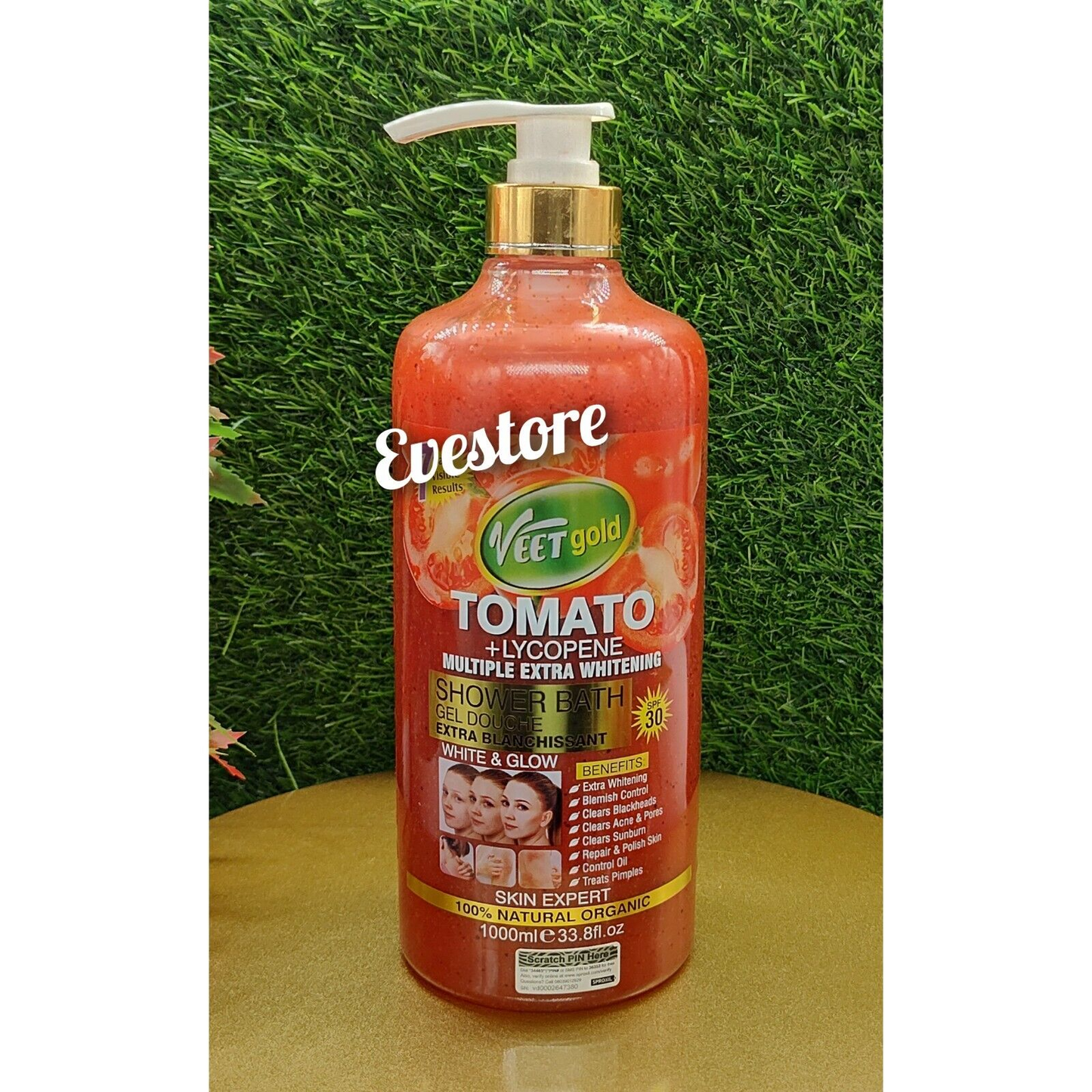 Veet Gold Tomato + Lycopene Multiple extra whitening & glow Shower Bath spf 30
