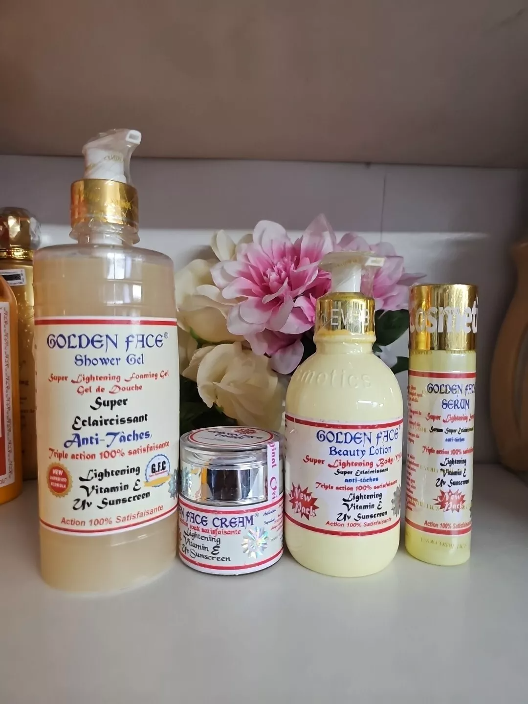 Golden Face Beauty Milk,serum,face Cream And Shower Bath