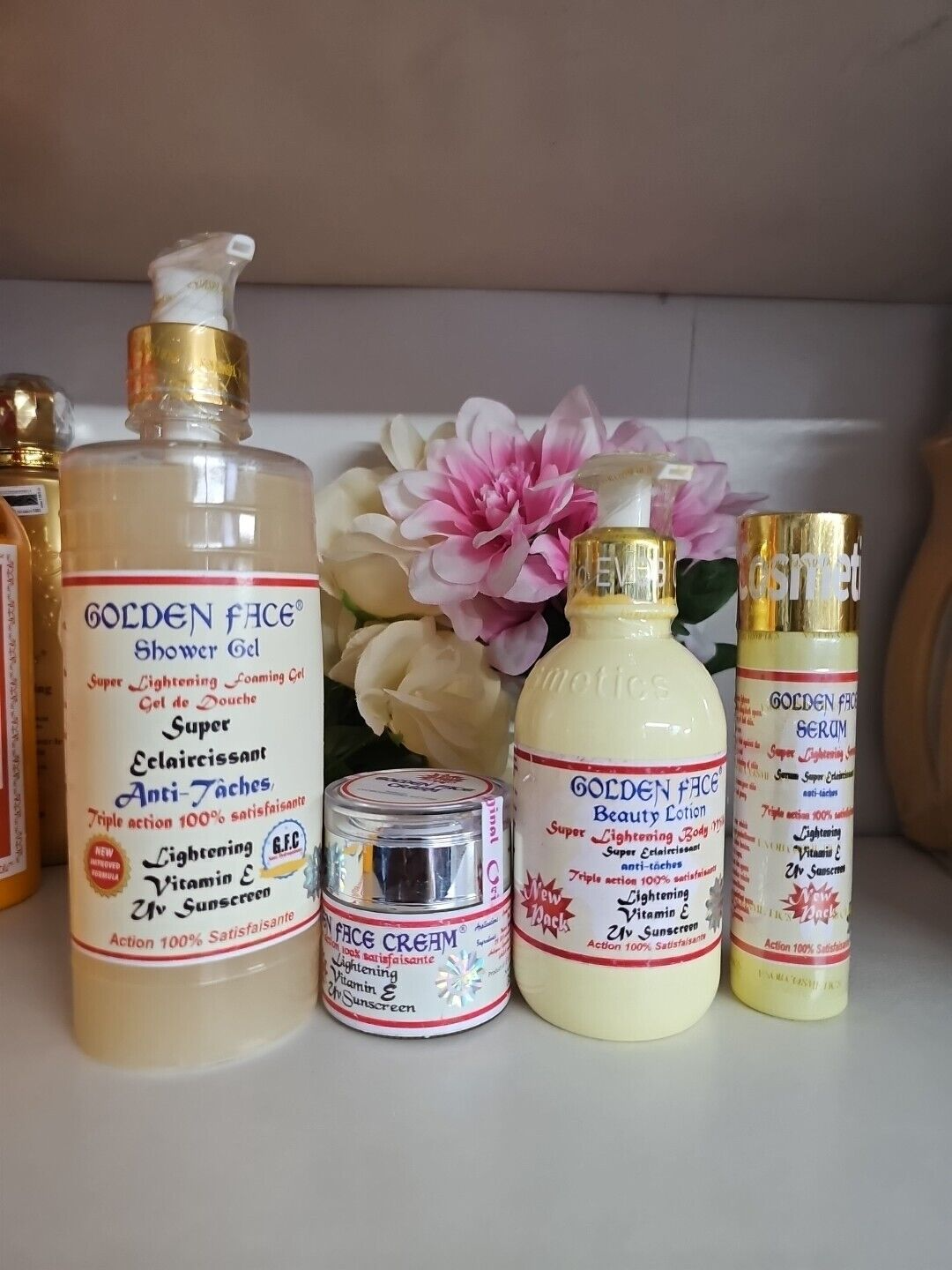 Golden Face Beauty Milk,serum,face Cream And Shower Bath