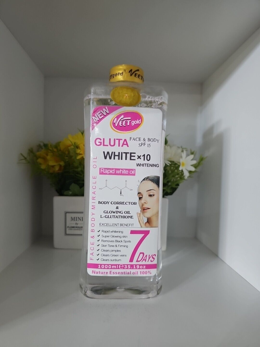 Veet Gold Gluta White Rapid White Oil Body Corrector and Glowing 1000ml 7 Days