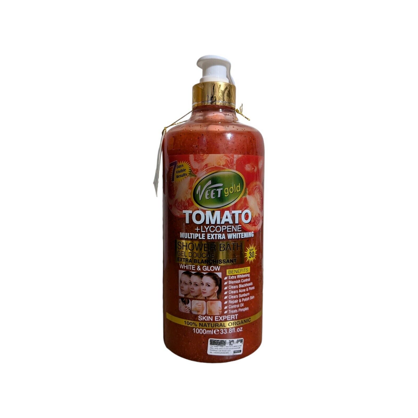 Veet Gold Tomato + Lycopene Multiple extra whitening & glow Shower Bath spf 30