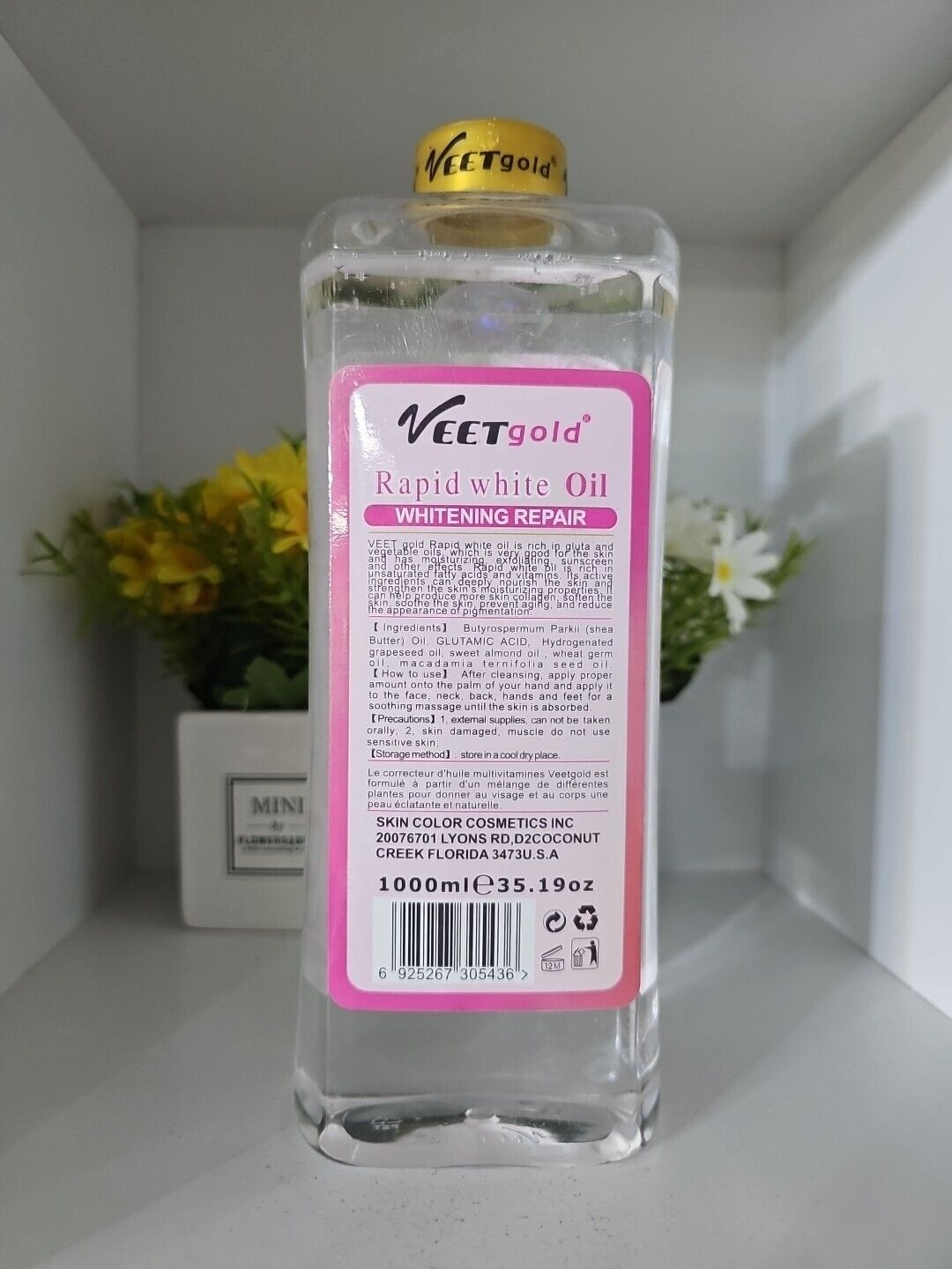 Veet Gold Gluta White Rapid White Oil Body Corrector and Glowing 1000ml 7 Days