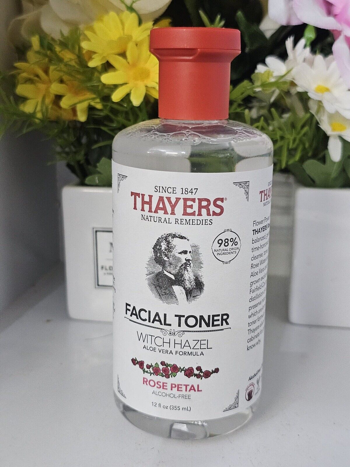 Thayers WITCH HAZEL Facial Toner - Rose Petal 12 fl with Aloe Vera Alcohol-Free
