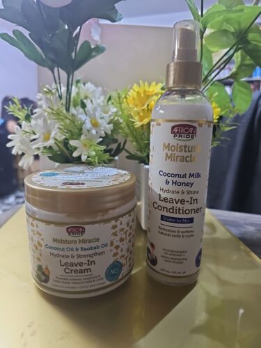 African Pride Moisture Miracle Leave-in Cream 15oz  and Leave-in Conditioner 
