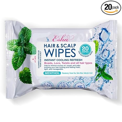 ESHA Hair & Scalp Wipes: Instant Cooling Refresh - 20 wipes