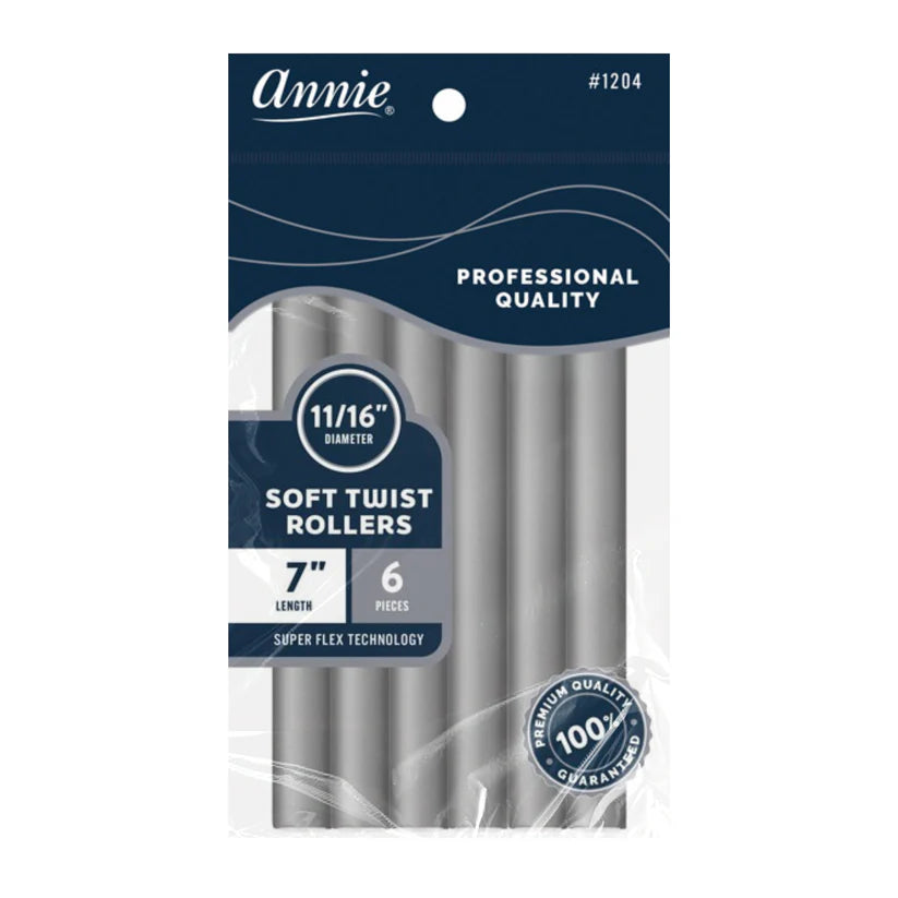 Annie Soft Twist Hair Rollers 11/16 Inch, 6 Count, Gray