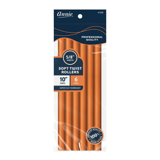 Annie Soft Twist Hair Rollers Extra-Long 5/8 Inch, 6 Count, Orange