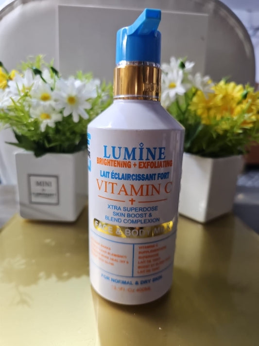 Lumine vitamin c brightening & exfoliating face & body milk 400ml