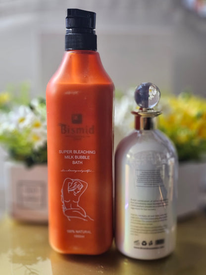 Bismid super bleaching milk bubble bath with white tea skin repair lotion